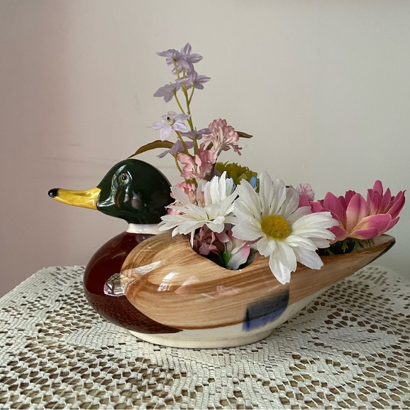 Vintage Duck Shaped Ceramic Planter - Picture 2 of 5